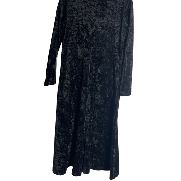 Teddi Black crushed Velvet Long Sleeve Sheath maxi Dress. Size SP. shoulder pads - Picture 3 of 11